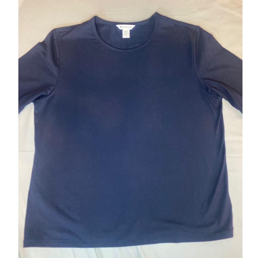 Athleta Long Sleeve Tee Women XL Navy Blue Supima Cotton Stretch Top